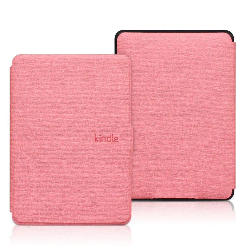 Linen leather style plastic protective case for Kindle Paperwhite with magnetic closure.