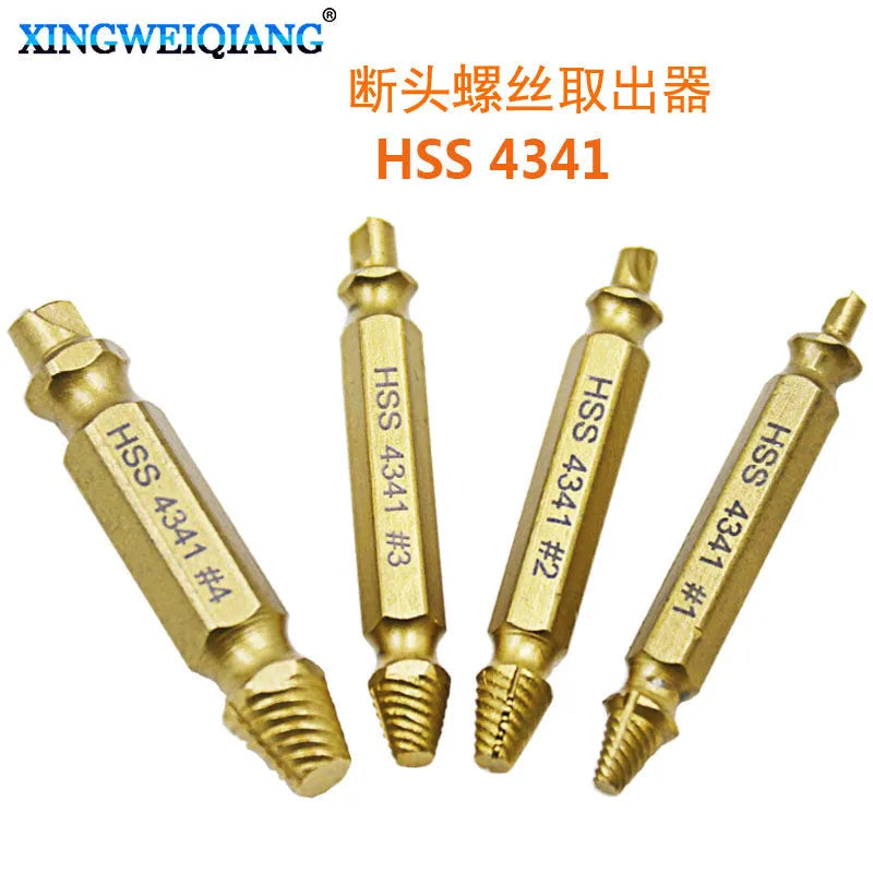 4341 high-speed steel screw extractor set with 5 pieces for removing damaged screws and bolts
