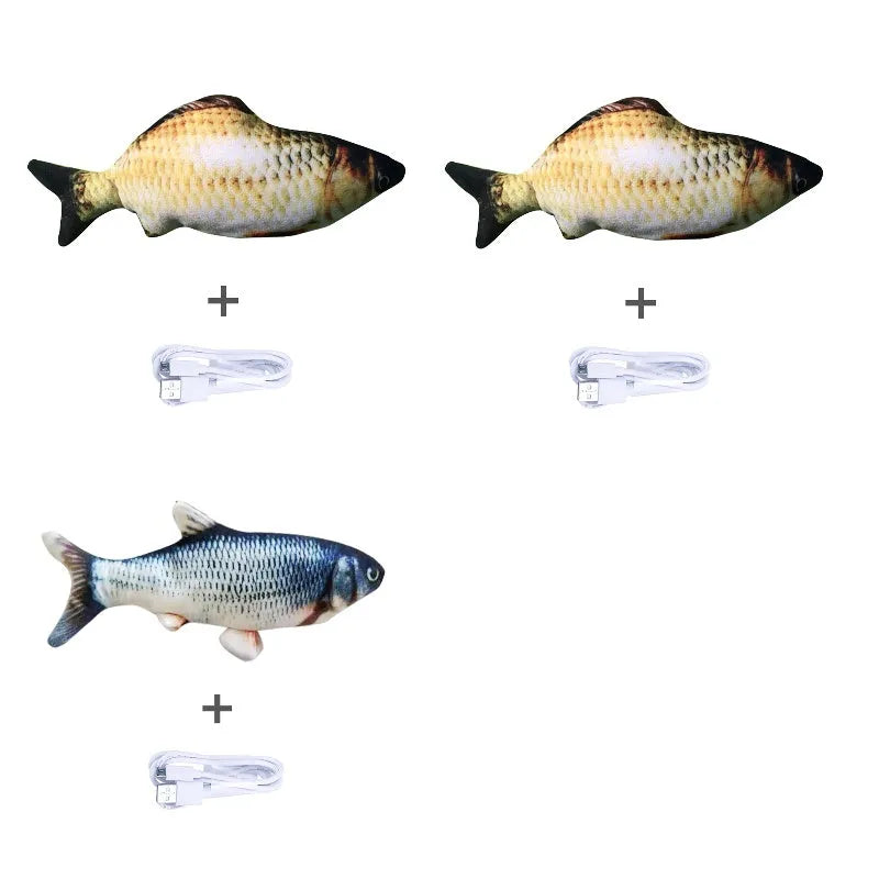 Electronic jumping fish simulation cat toy without catnip, 30cm multicolour design with USB charging