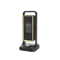 Black desktop PTC ceramic heater with control knob, compact design for room heating
