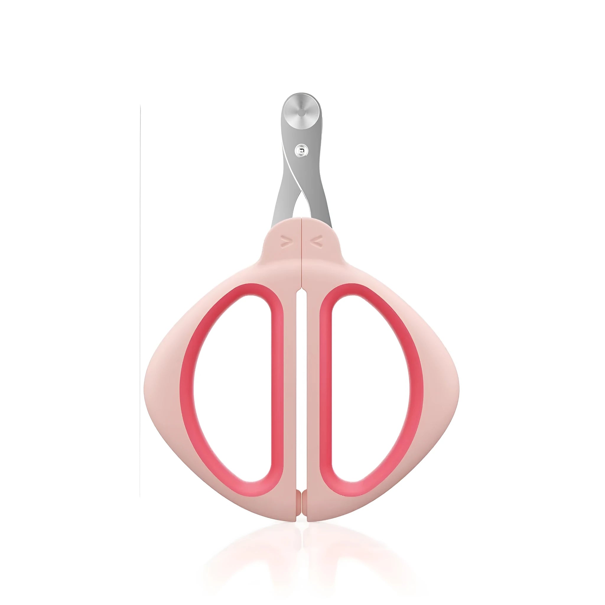 Blue cat nail clipper with positioning round hole and non-slip handle for safe pet grooming