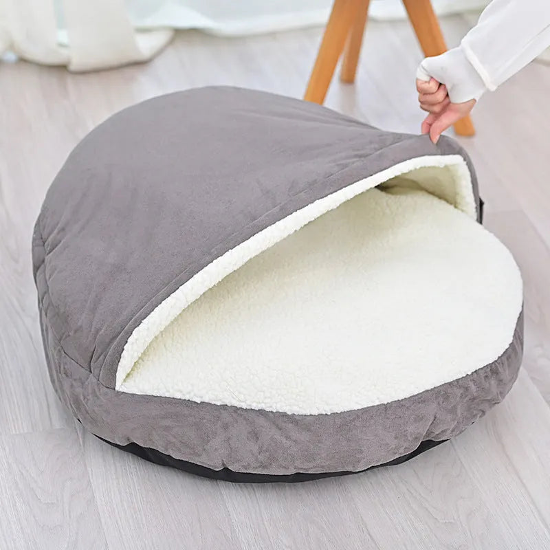 Brown and grey removable washable cloth dog kennel for small to medium-sized pets