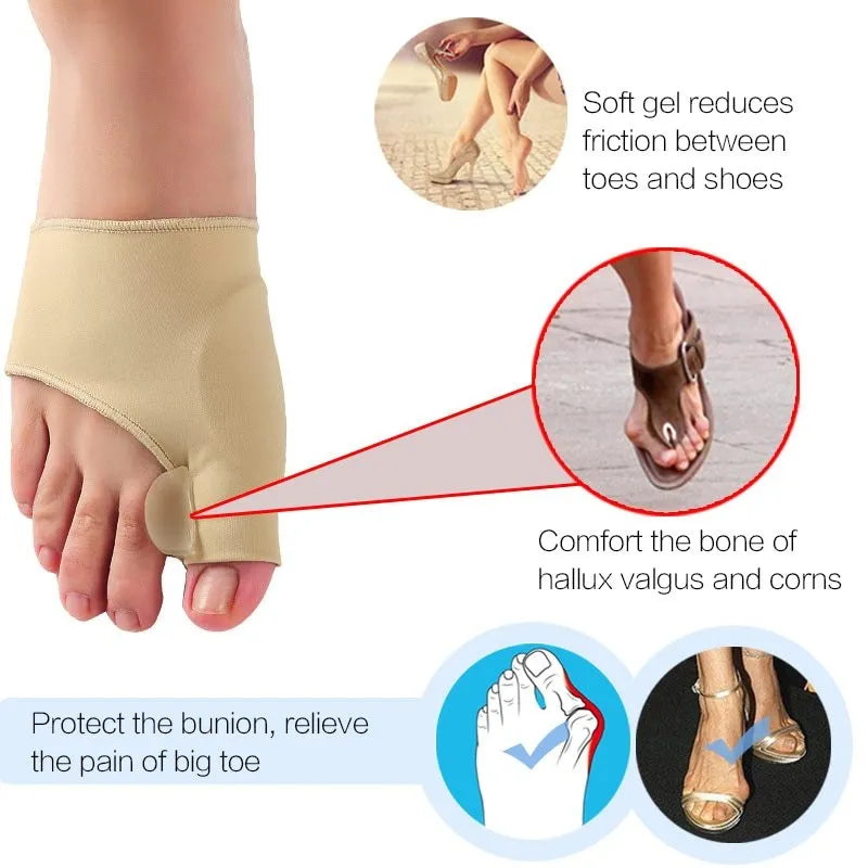 Corrective bunion socks with silicone gel pad and toe separator in three sizes