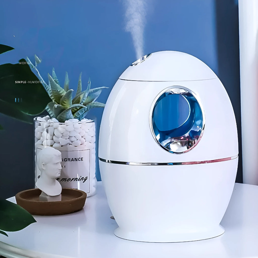 White columnar household humidifier with anion function and USB power connection
