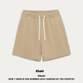 Children's loose-fit cotton denim summer shorts in cream apricot colour showing casual design