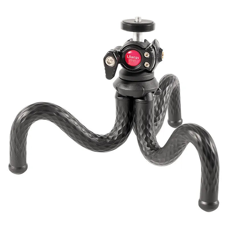 Black aluminium alloy mobile phone gimbal tripod set with adjustable length and smartphone clip
