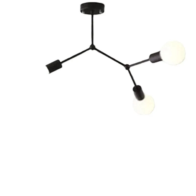 Nordic style iron chandelier ceiling lamp with multiple arms in black or white finish.