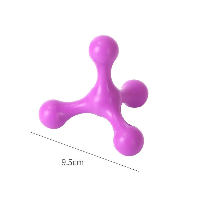 Silicone three-legged puppy chew toy in assorted colours for teething relief