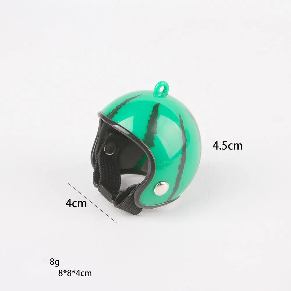 Small pet safety helmet for chickens and birds with adjustable elastic bands
