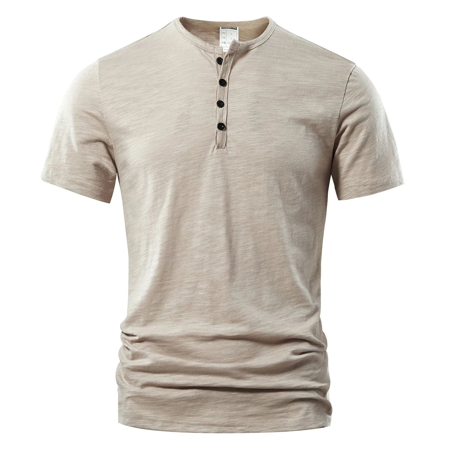 Men's slub cotton short sleeve t-shirt in denim blue on a mannequin