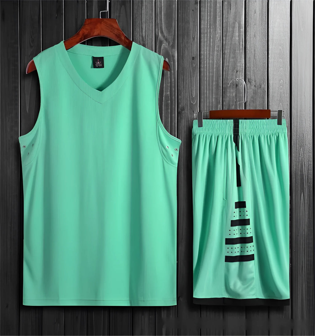 Unisex black sport training vest and pant set for basketball and gym workouts
