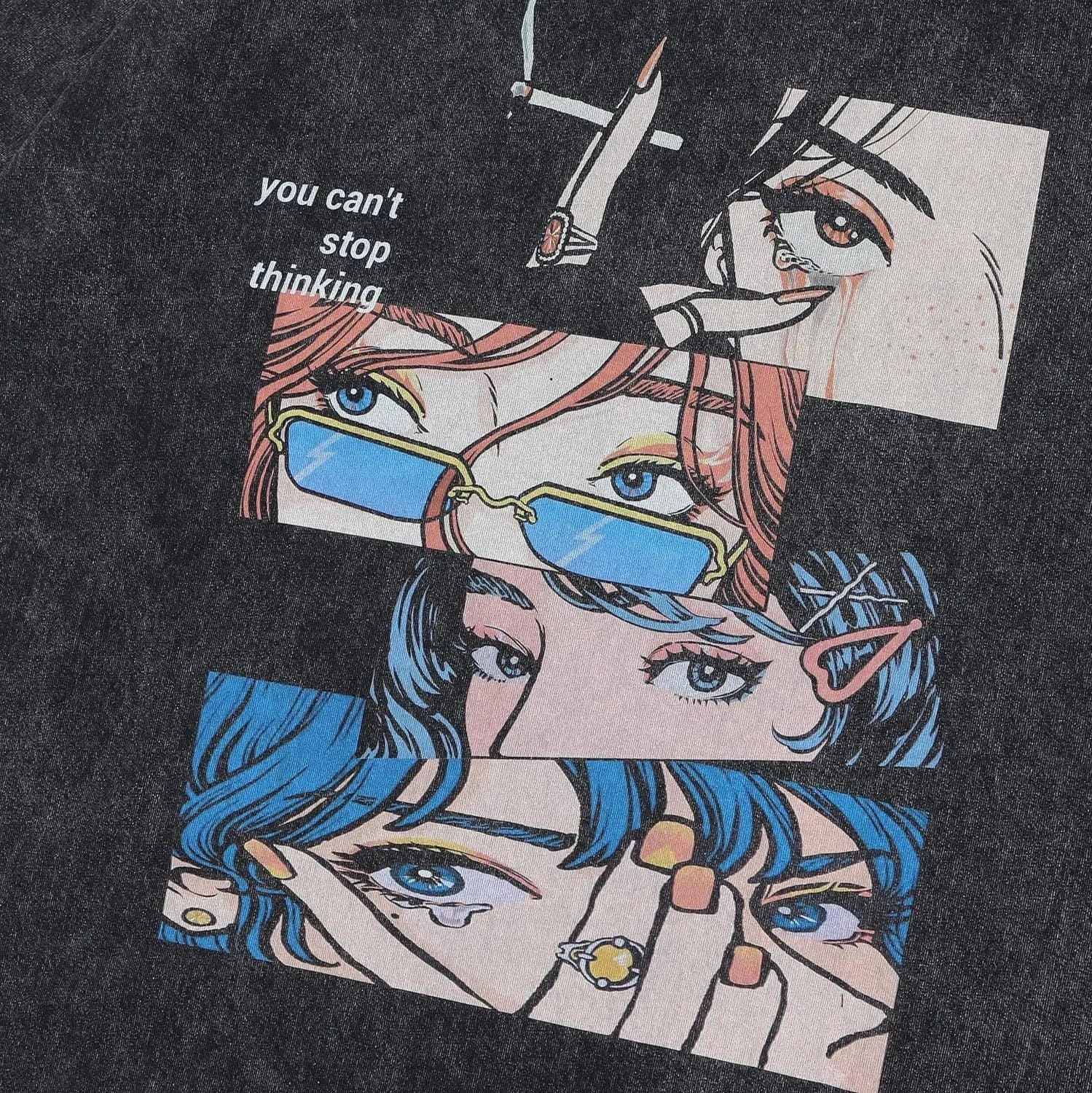 Men's retro cartoon print pure cotton short sleeve t-shirt in loose streetwear style