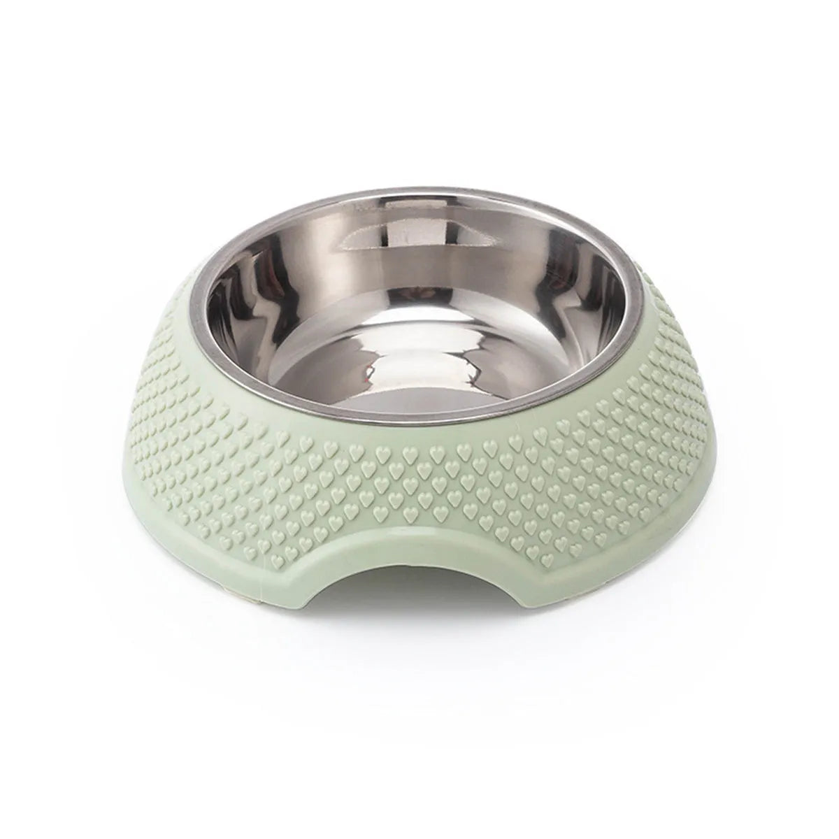 Blue stainless steel pet bowl with a weighted non-slip base for cats and dogs.