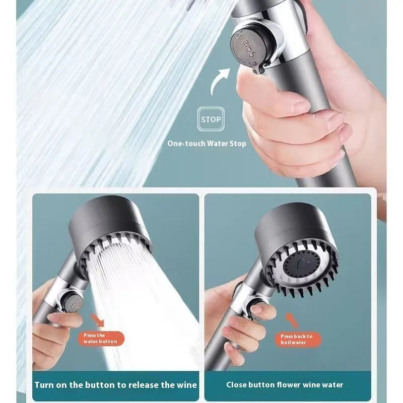 Portable handheld shower head with three spray modes and modern minimalist ABS design