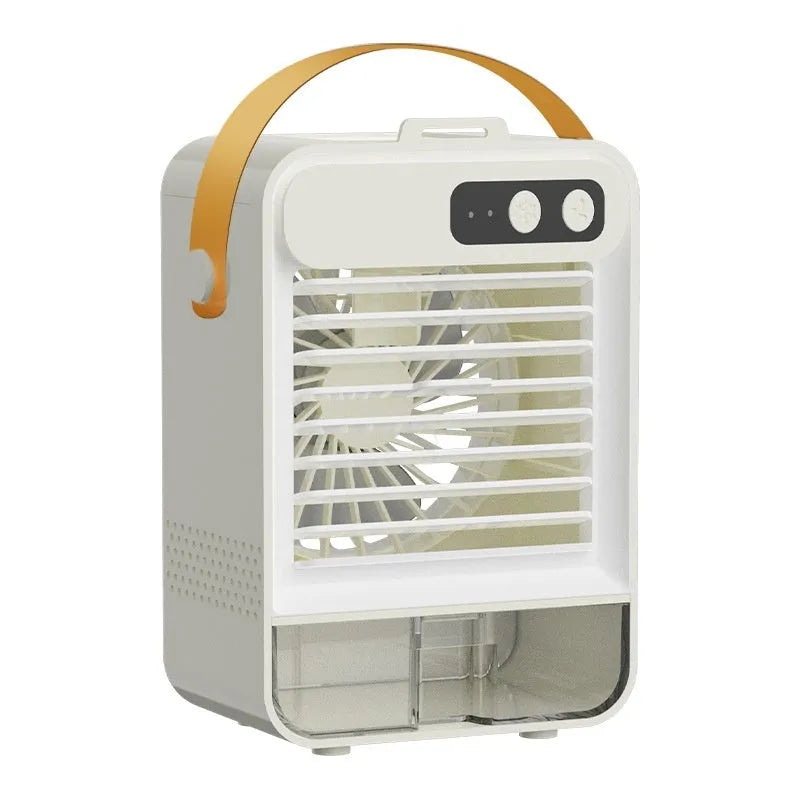 Compact desktop humidifier in dark green with USB port and control buttons