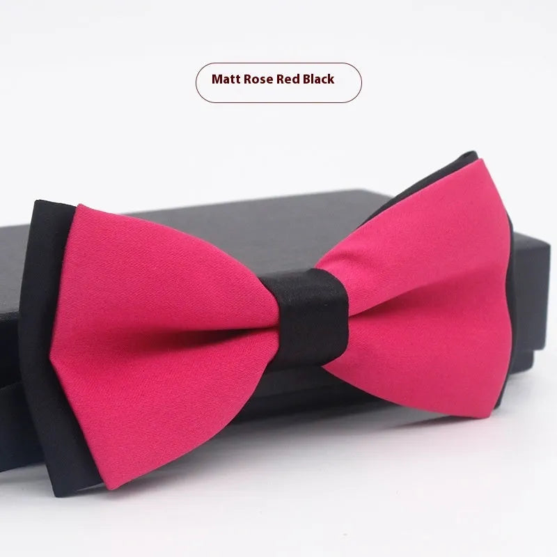 Men's solid colour formal bow tie in flat head style showing 12x6cm dimensions