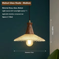 Wood and brass electroplated chandelier with glass shade in three sizes for commercial lighting
