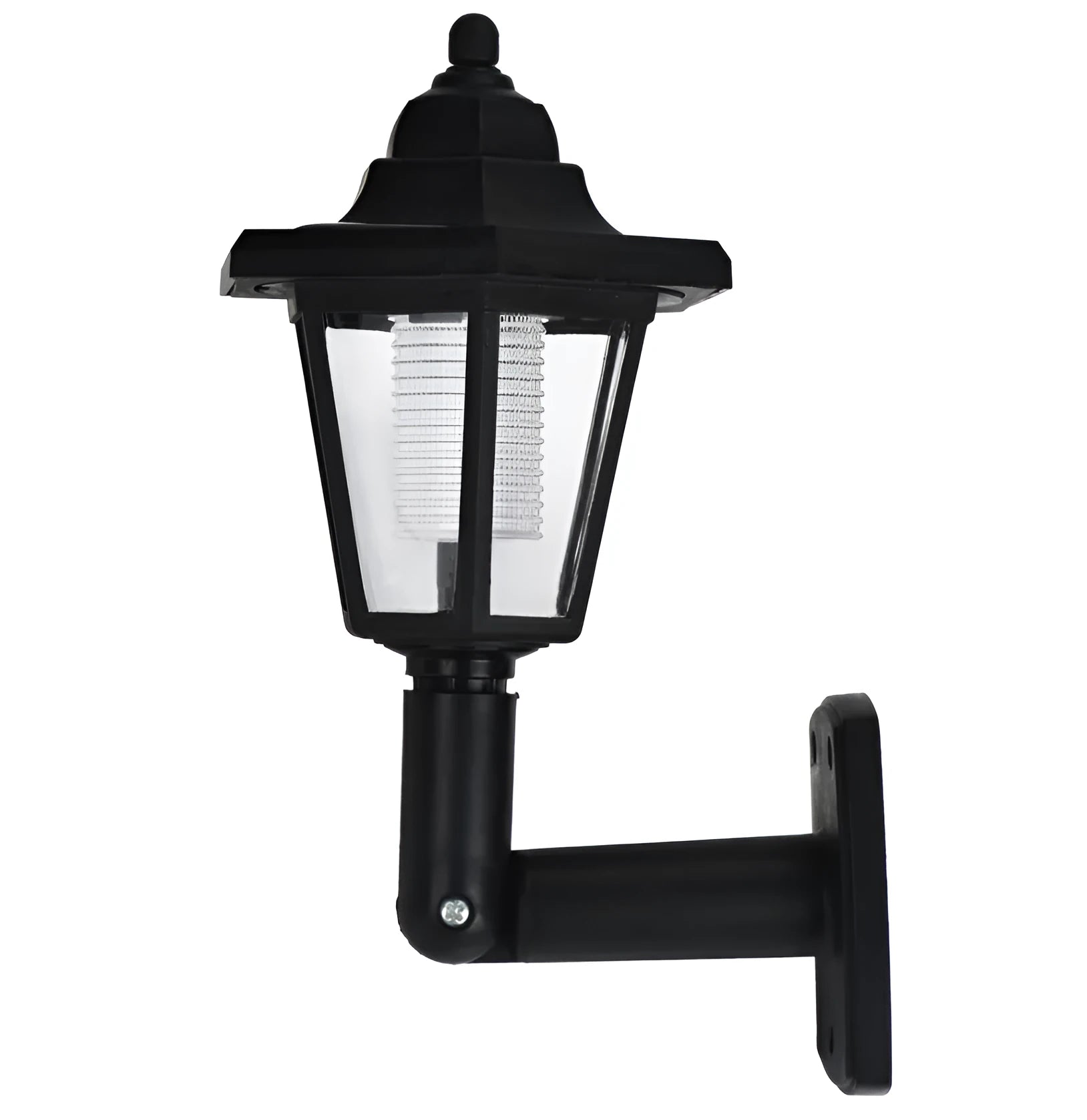 Black hexagonal solar wall lamp with light sensor for outdoor garden lighting