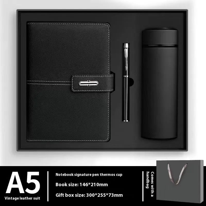 A5 PU leather notebook with wood-free paper in multiple colour options including black, red, green, blue and orange