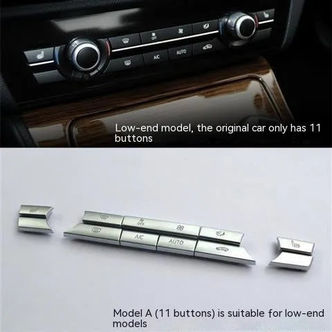 Silver automotive air conditioning button replacement set with multiple fitting options