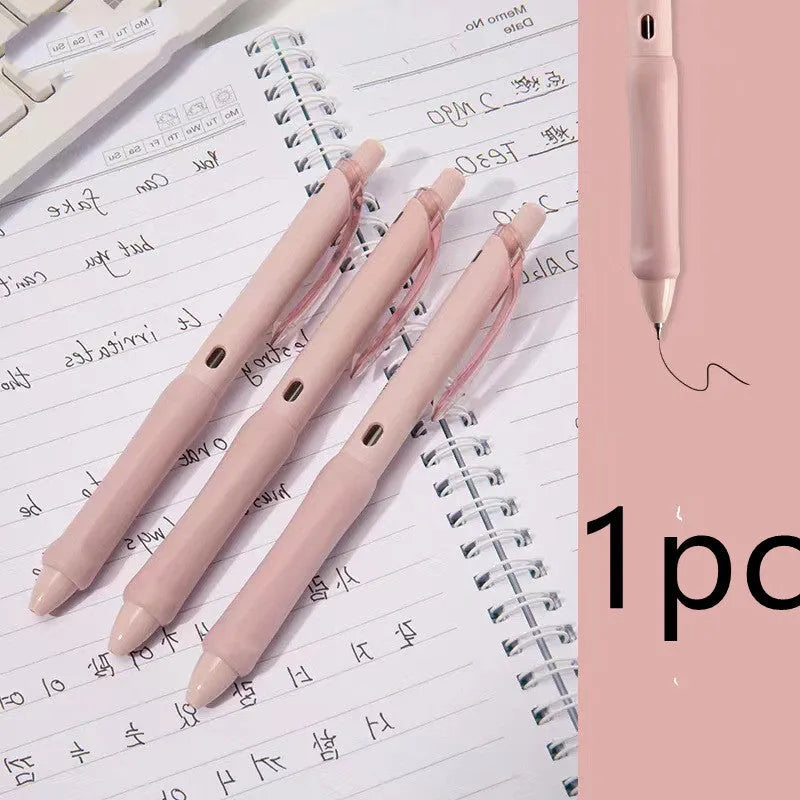 Macaron Colour Student Press Gel Pen with 0.5mm tip in smoked white, brown, and pink options