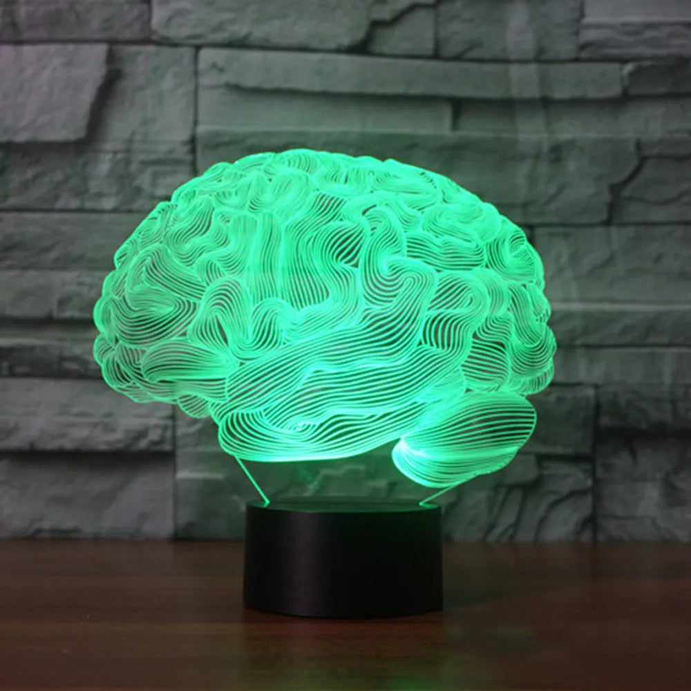 3D acrylic illusion LED desk lamp with remote control on a wooden surface, showing colour gradient effect.