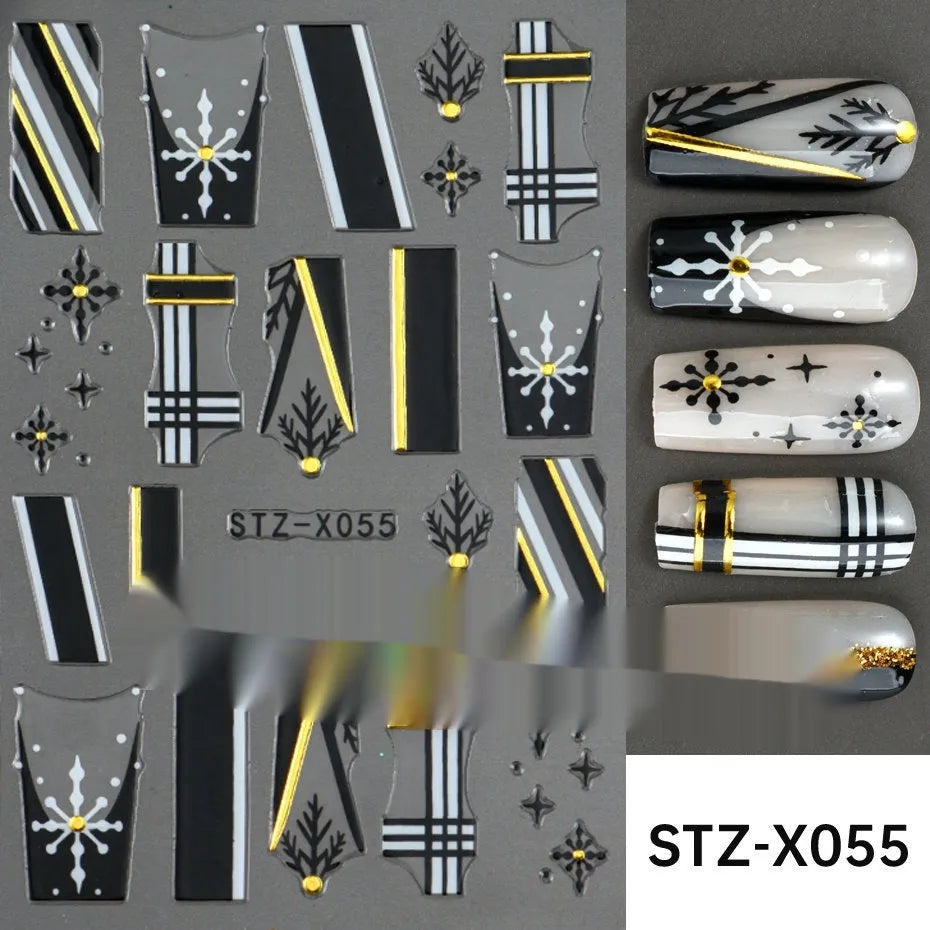 Black and silver stripe nail art stickers for French manicure designs in plastic material