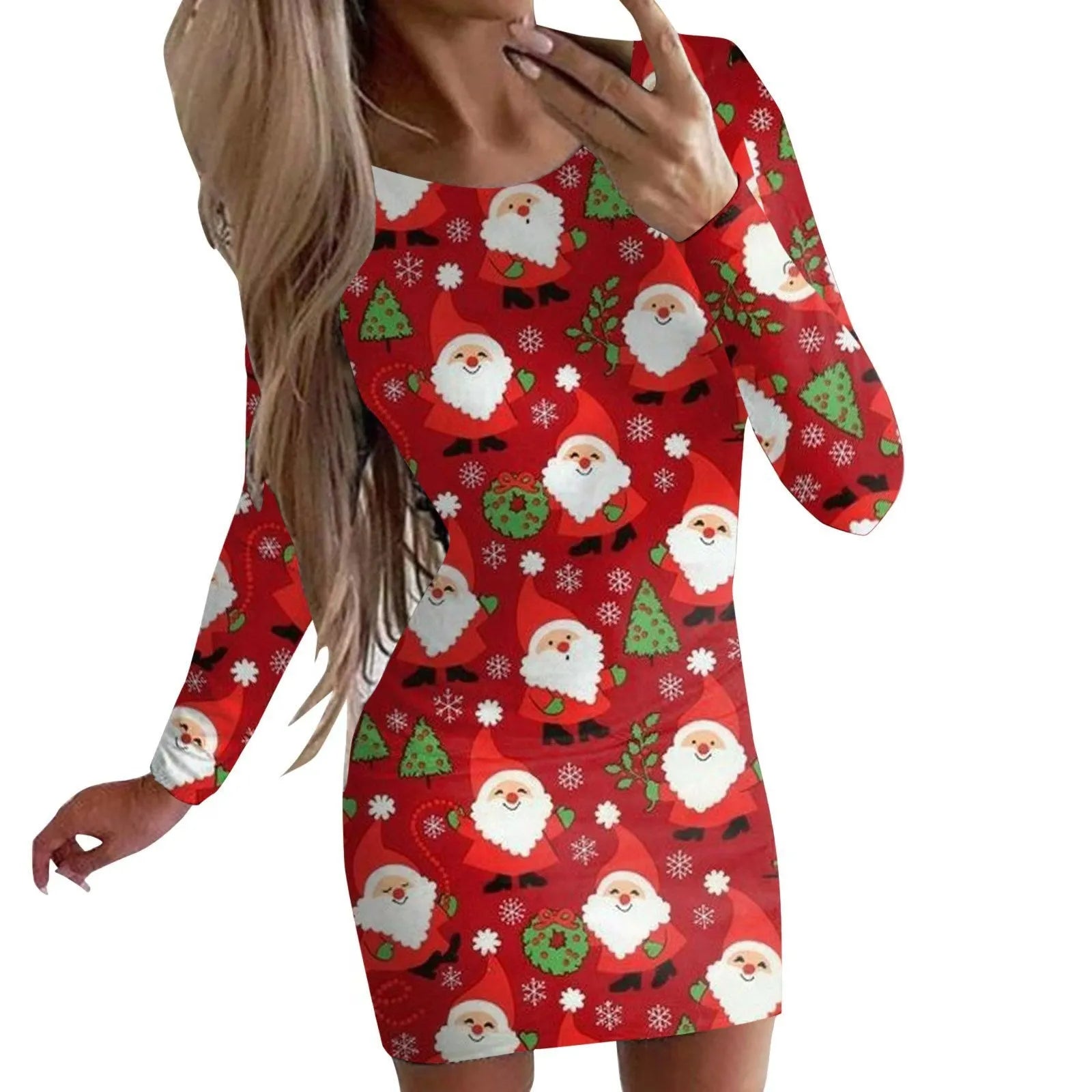 Women's printed Christmas dress with animal pattern in floral colour options