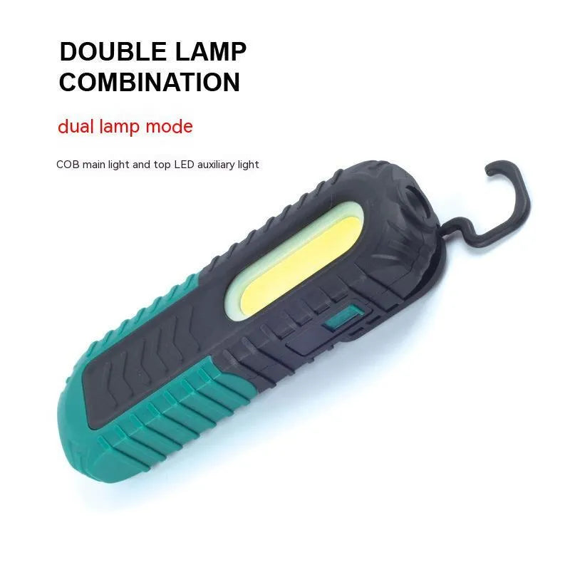 Black green PET coated auto repair work light with USB charging cable for vehicle inspection