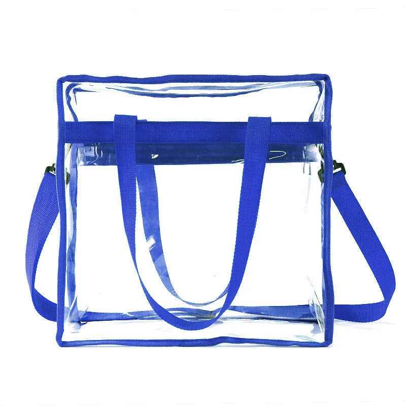 Transparent PVC women's shoulder messenger bag with front compartment and crossbody straps