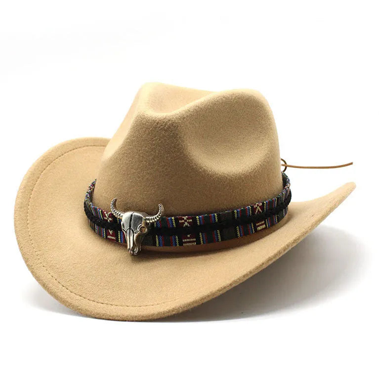 Western-style cowboy hat with bell crown in multiple colour options including army green, brown, and black