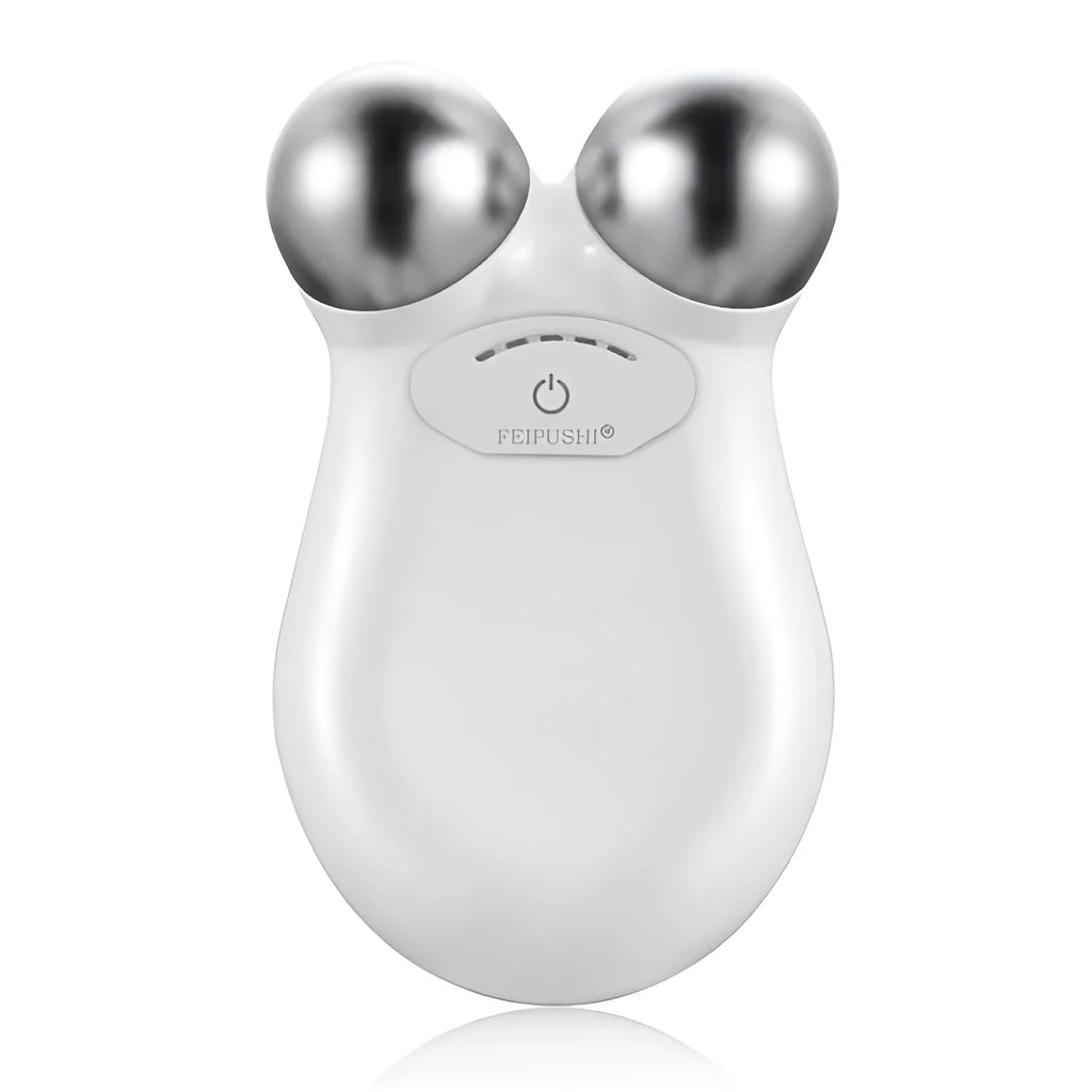 Pink micro current facial lifting device with compact 106mm size for skin firming and rejuvenation treatments