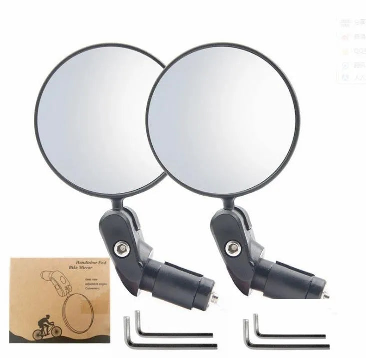 Black foldable convex rearview mirror with 7 cm diameter reflector