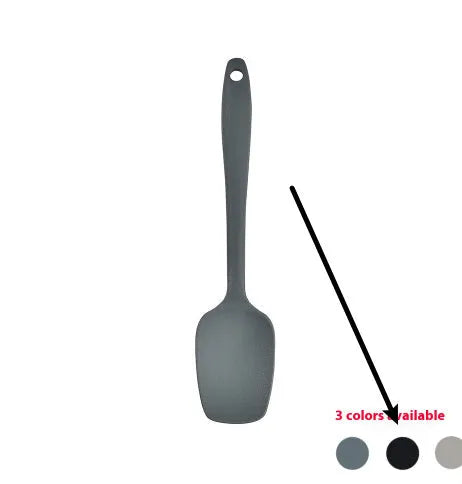 Silicone kitchen utensil set with 12 pieces including spatula, turner, ladel, and food clip in rotating storage bucket