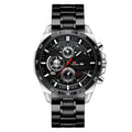 Men's waterproof quartz watch with calendar function in black and rose gold combination