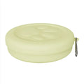 Portable collapsible dog bowl with dual compartments in light green colour