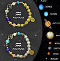 Natural stone beaded bracelets with Chinese zodiac animal designs on elastic cords