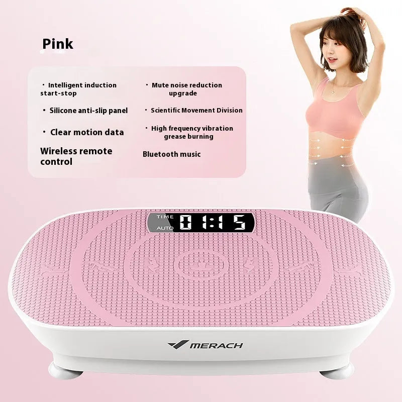 Grey and pink portable smart power plate for home fitness with dimensions 58cm by 38cm.