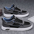 Men's low-top canvas board shoes in black, beige, or gray with mesh lining and round toe