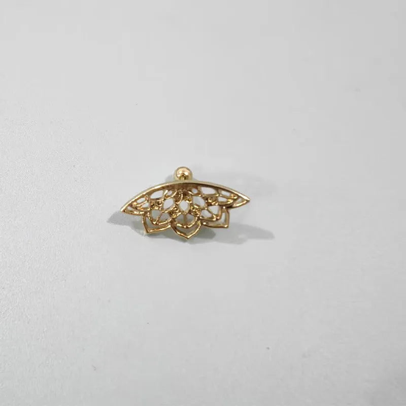 Spider web geometric mesh design stud earrings in gold and silver electroplated finishes