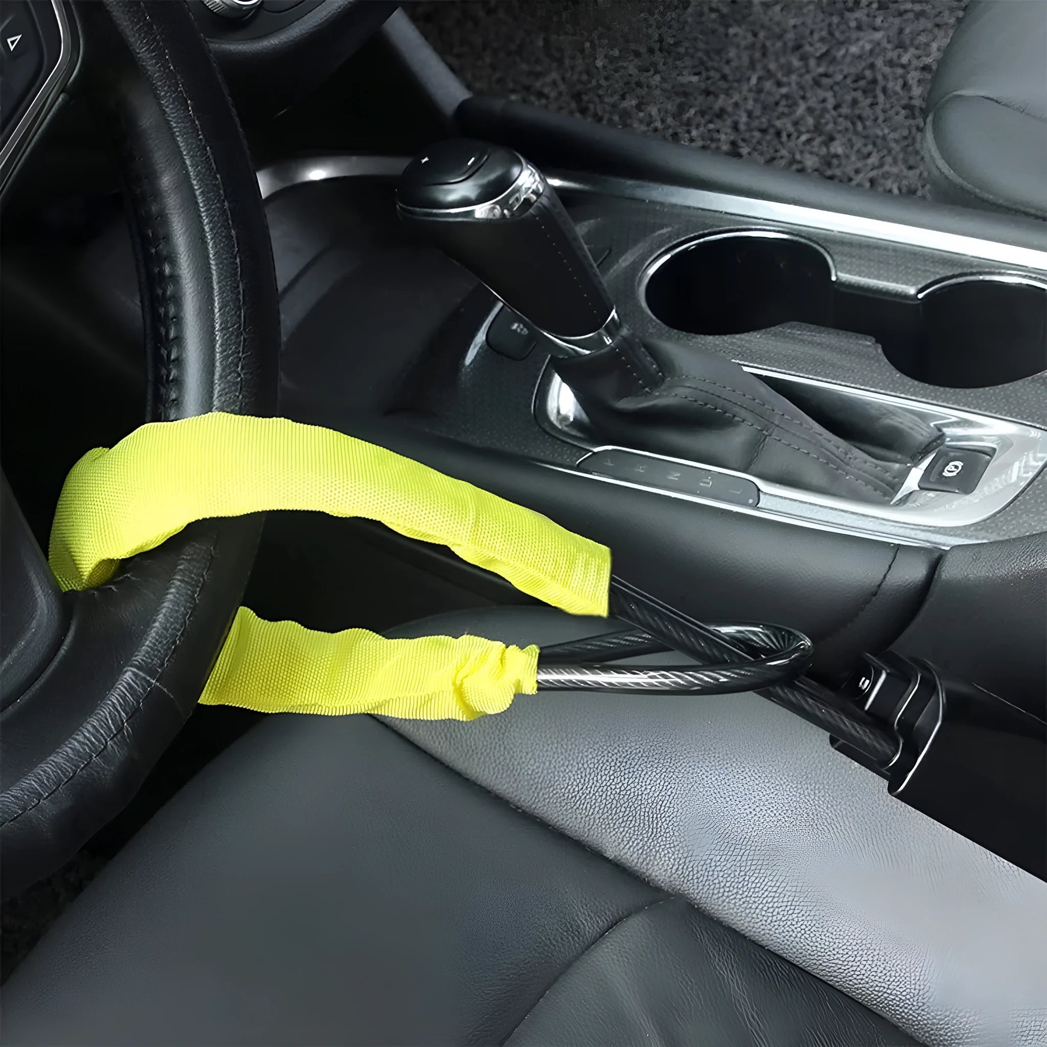 Iron car steering wheel lock with wire rope for General Motors vehicles in red colour