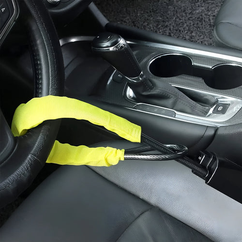Iron car steering wheel lock with wire rope for General Motors vehicles in red colour