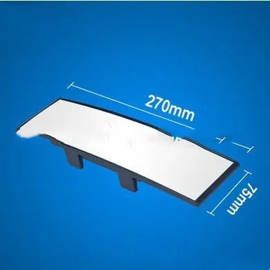 Curved blue filter rearview mirror measuring 270mm by 75mm with anti-glare coating