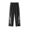 Men's grey straight leg casual trousers with elastic waist for plus size summer sports wear
