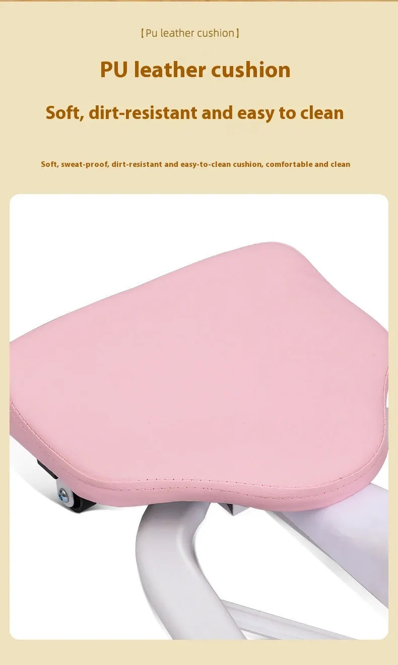 Pink horse leg opener stretching equipment with steel frame for dance and fitness flexibility training