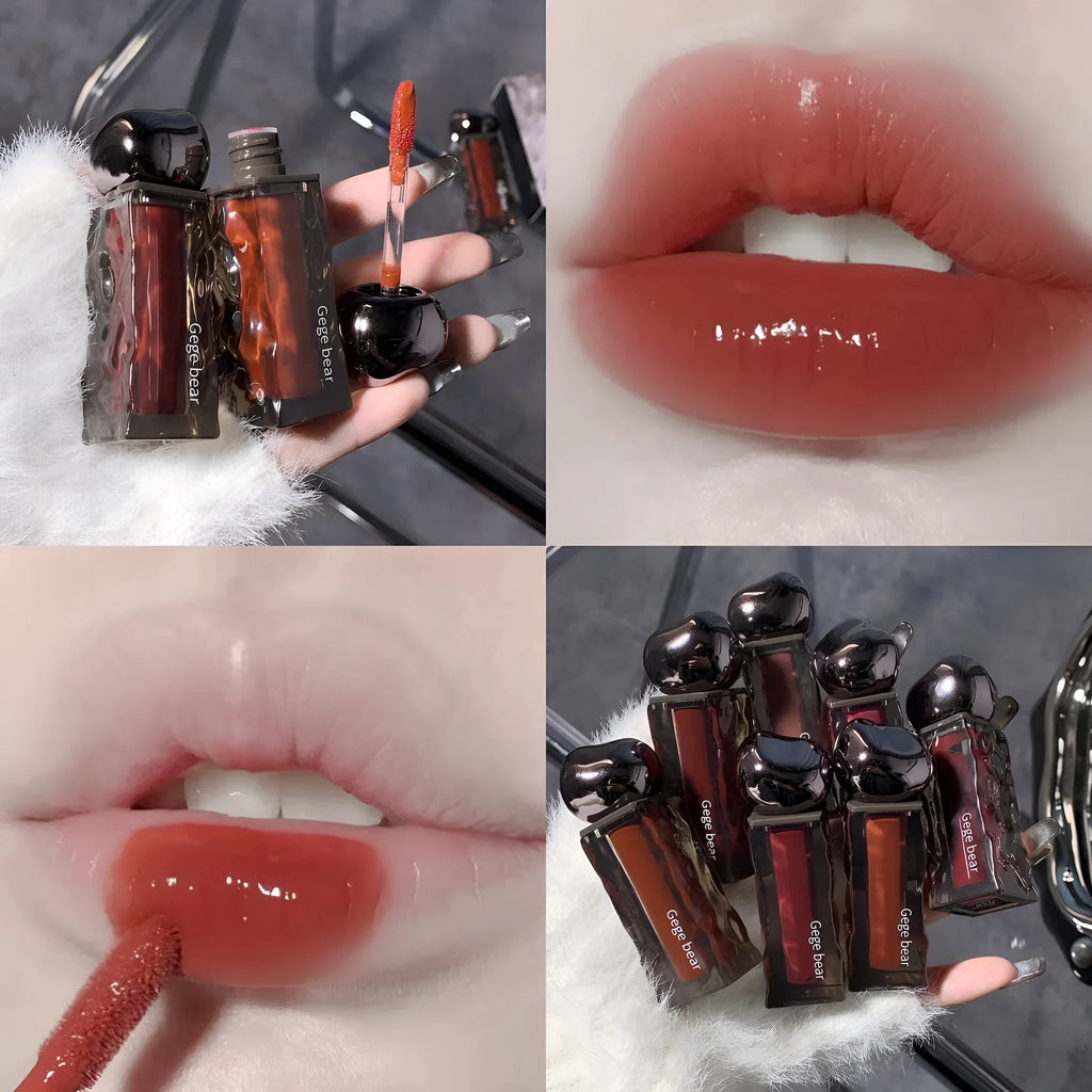 Glacier Lava mirror lip gloss tube with built-in mirror, shown in one of seven available shade numbers.