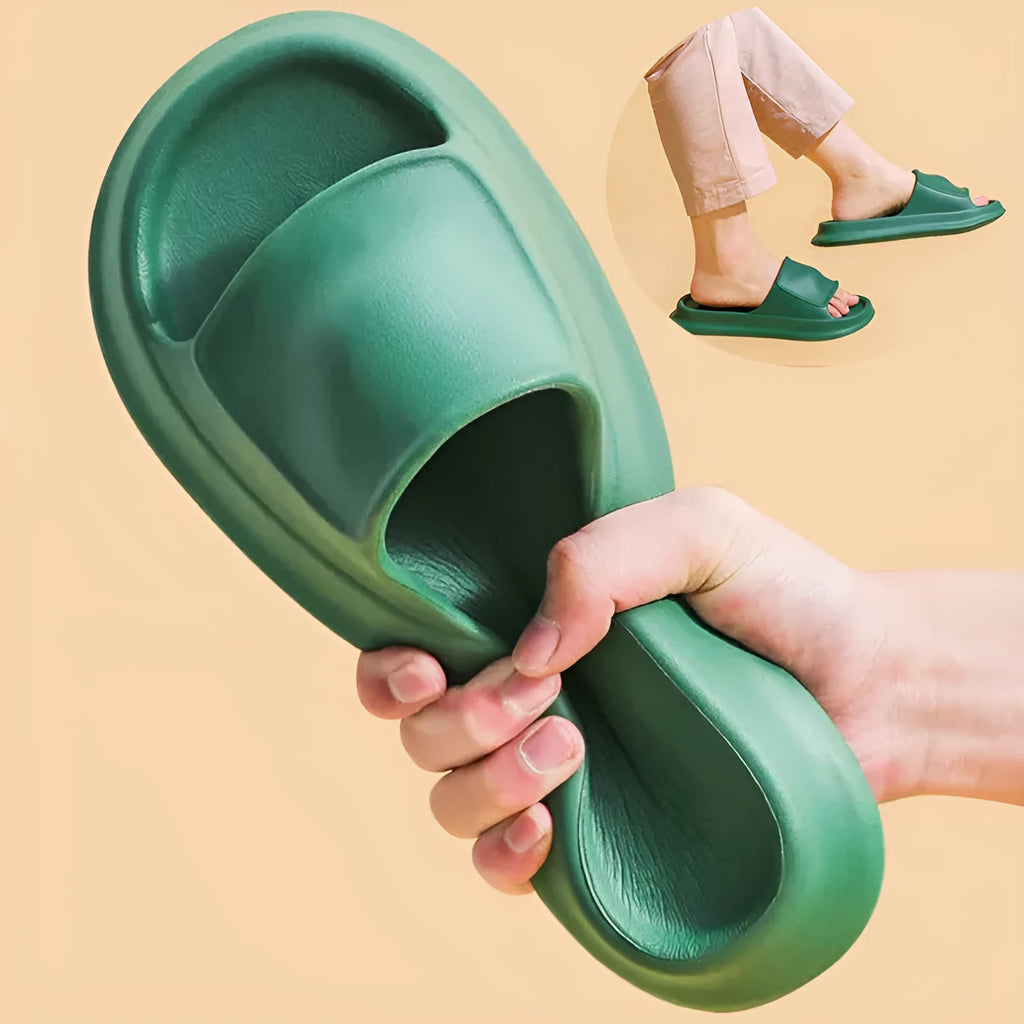 Thick sole EVA foam flip flop slippers for men and women in various colours.