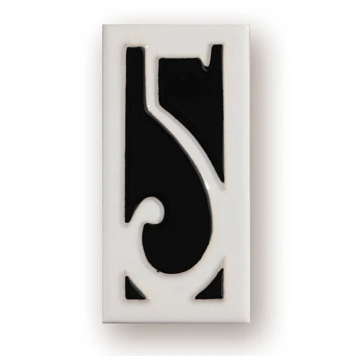 Handmade retro ceramic doorplate with enamel art number, measuring 76mm by 152mm.