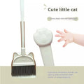 Purple broom and dustpan set with rotating brush head and integrated brush holder
