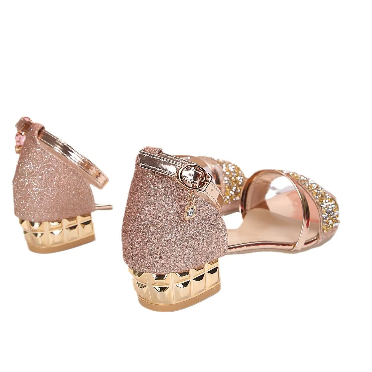 Women's plus size Roman style sandals with rhinestone detailing and buckle fastening in three colour options